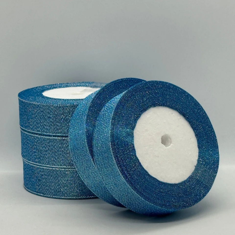 Тасьма парчева 2,5 см (25 ярдів/22,75 м.), 198 бірюза + срібло