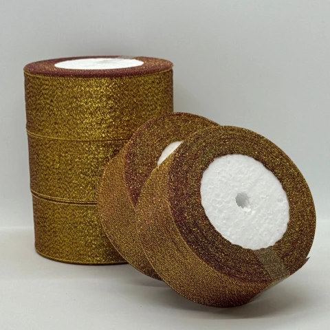 Тасьма парчева 4 см (25 ярдів/22,75 м.), 48 бордовий + золото