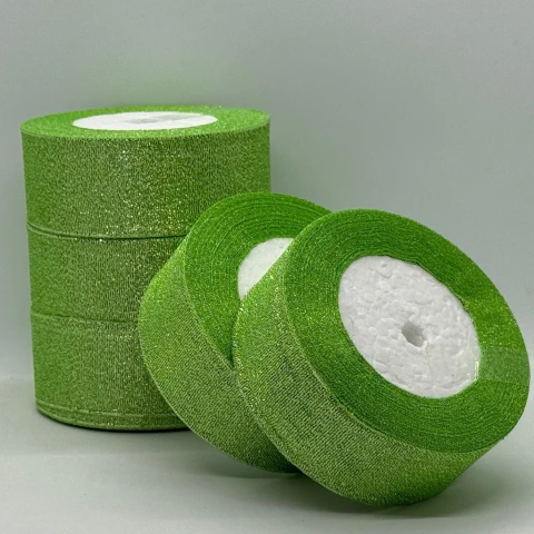 Тасьма парчева 4 см (25 ярдів/22,75 м.), 159 зелений + срібло