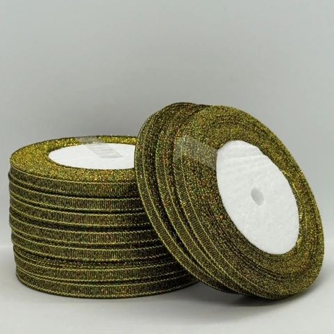 Тасьма парчева 0,6 см (25 ярдів/22,75 м.), 39 чорний + золото