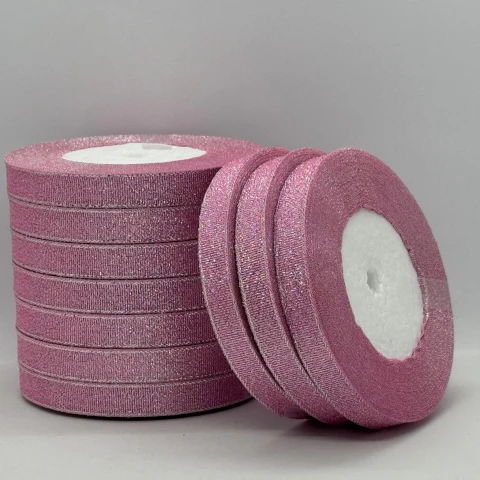 Тасьма парчева 1,2 см (25 ярдів/22,75 м.), 4 світло рожевий + срібло