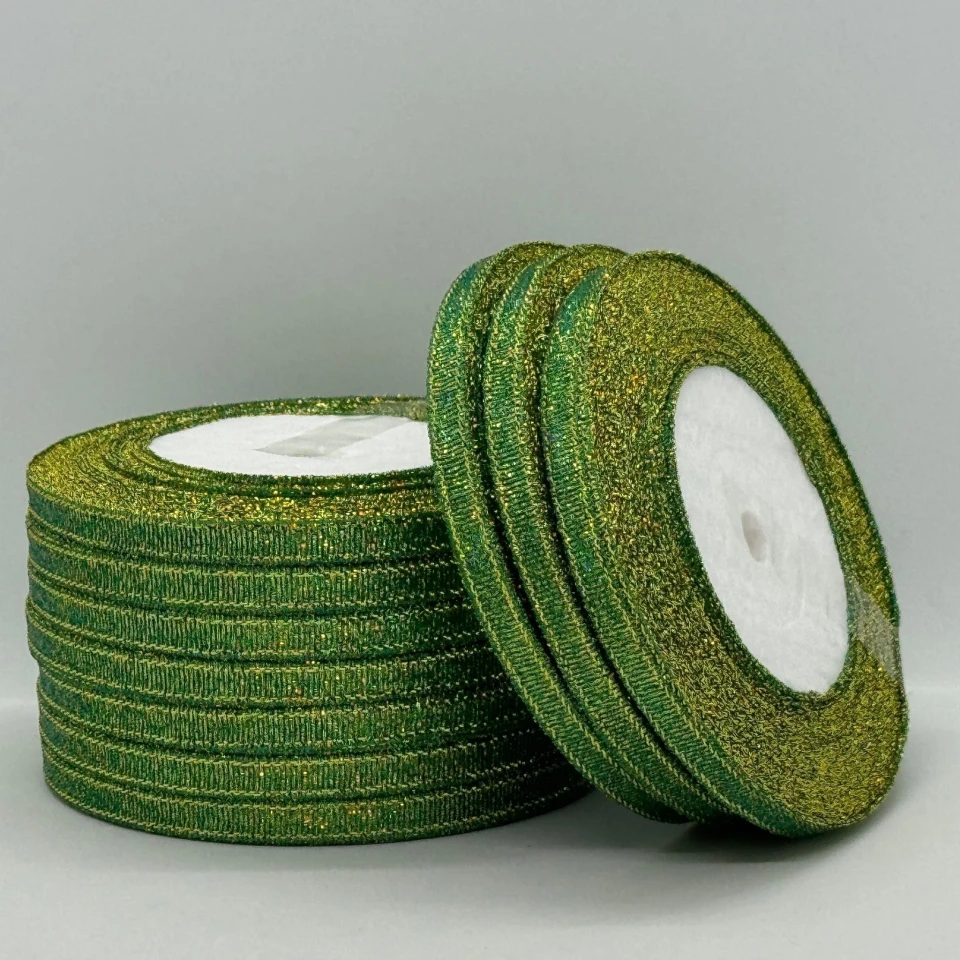 Тасьма парчева 0,6 см (25 ярдів/22,75 м.), 47 бірюза + золото