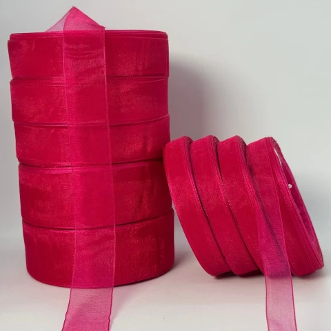 Стрічка органза 4 см (45 м.), 1028 малиновий