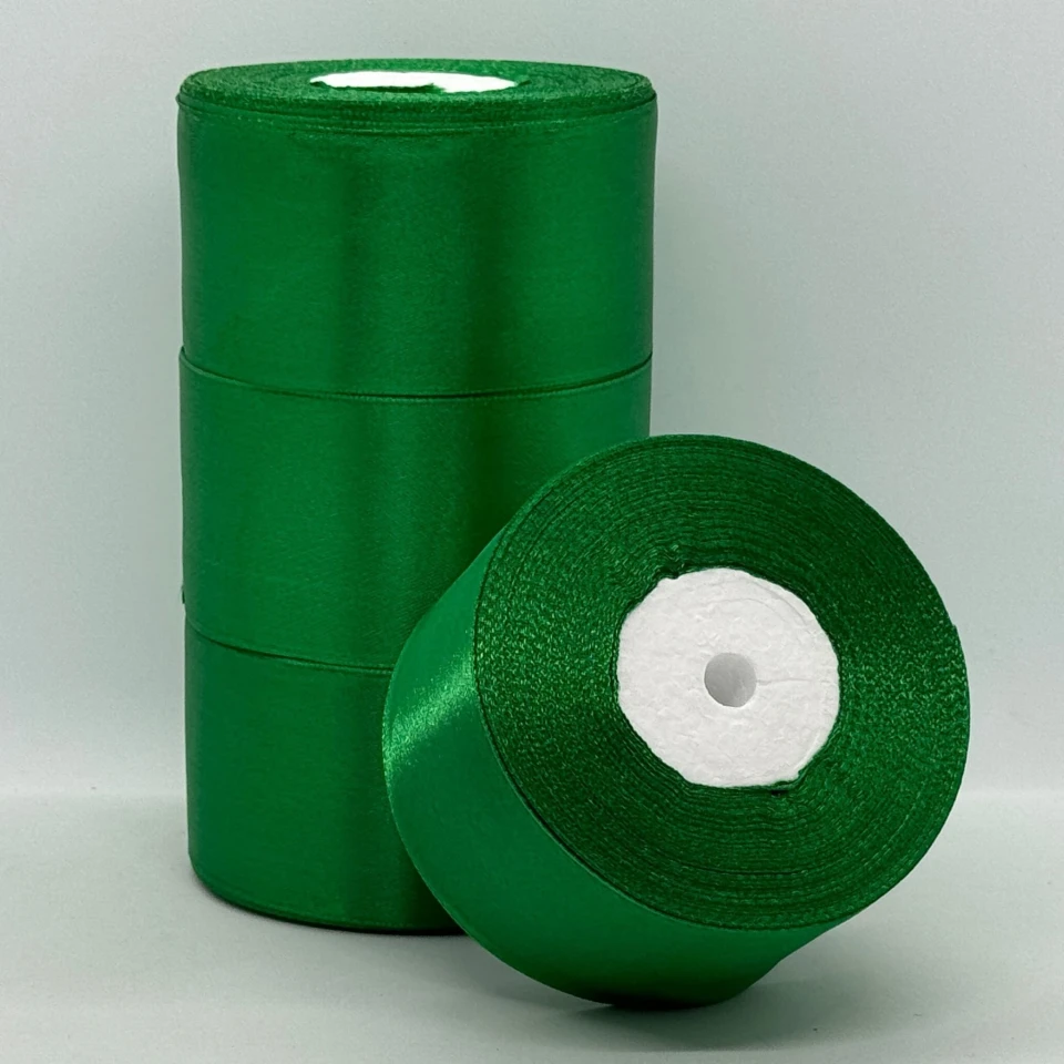 Атласна стрічка 5 см (33 м.), 76 зелена спаржа