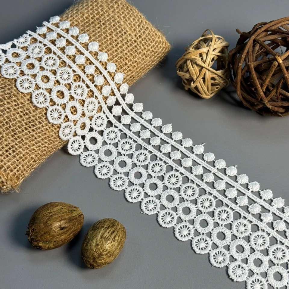 Мереживо поліестер "Білий туман" 6 см.(1 м.), молочний