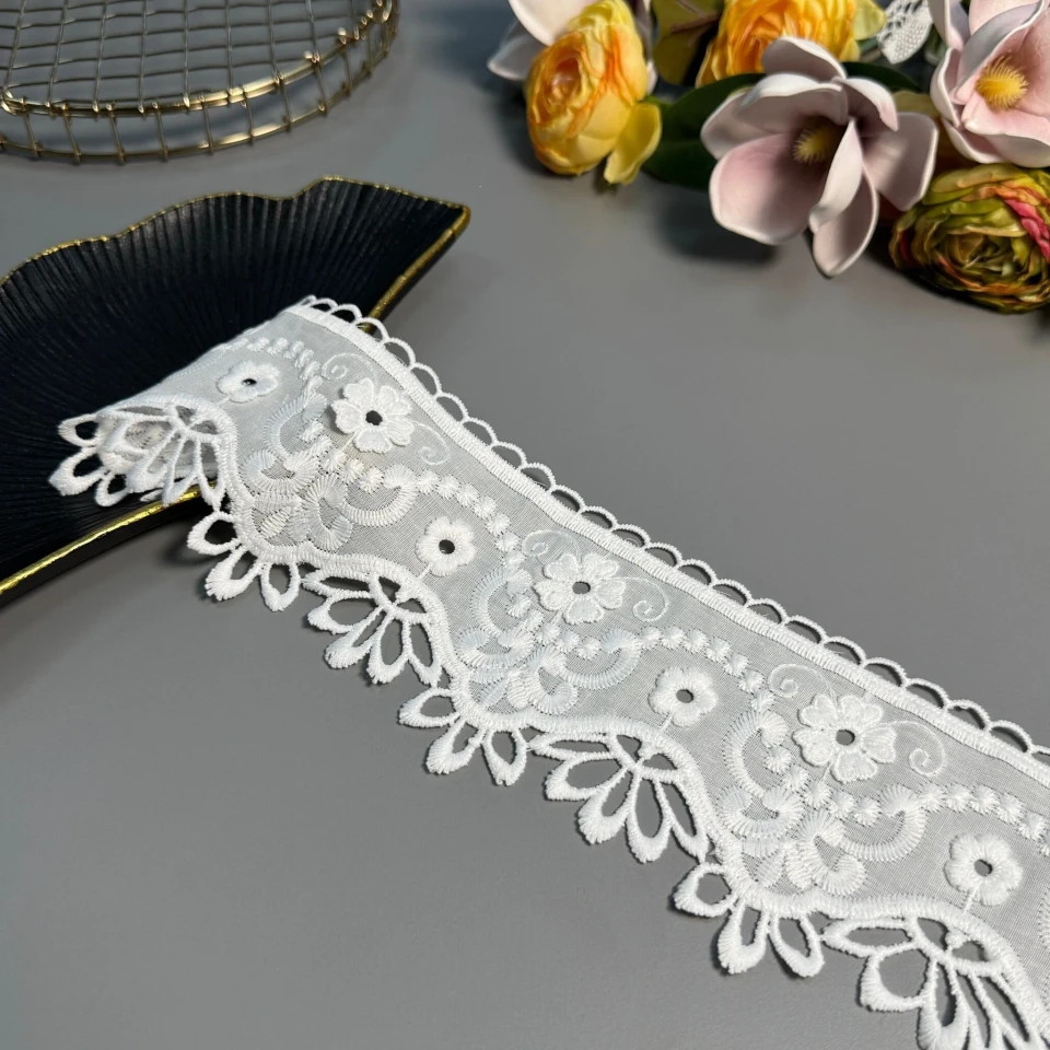 3D Мереживо прошва Перлина Ірени 10 см (1 метр), білий