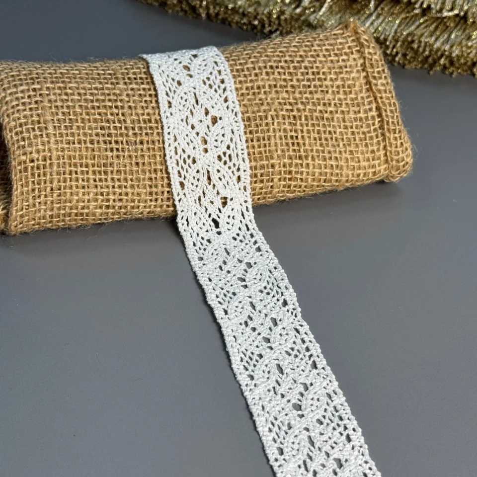 Мереживо макраме "Білий оберіг"  3 см  (1 м.), молочний