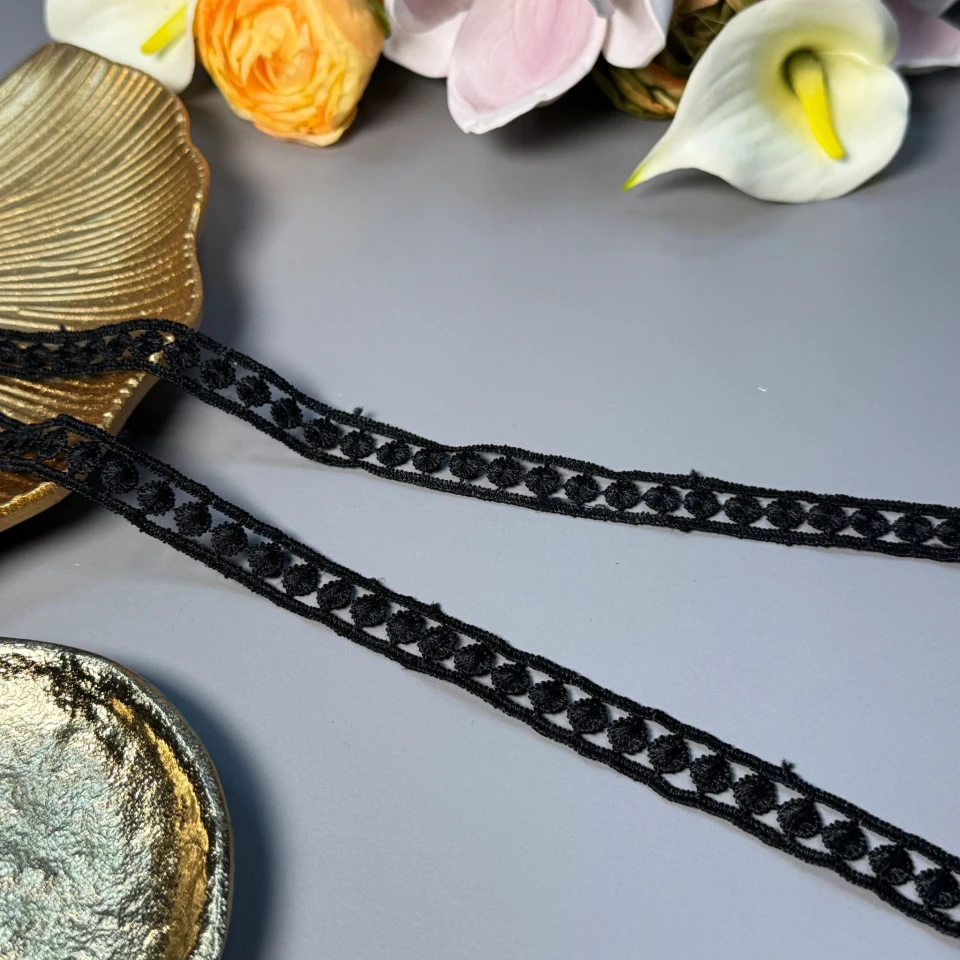 Мереживо поліестер ВВ"Молочний танок" 1,5 см.(1 м.), чорний