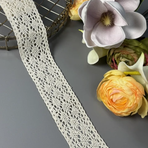 Мереживо макраме "Біла хвиля" 4,5 см (1м.), бежевий