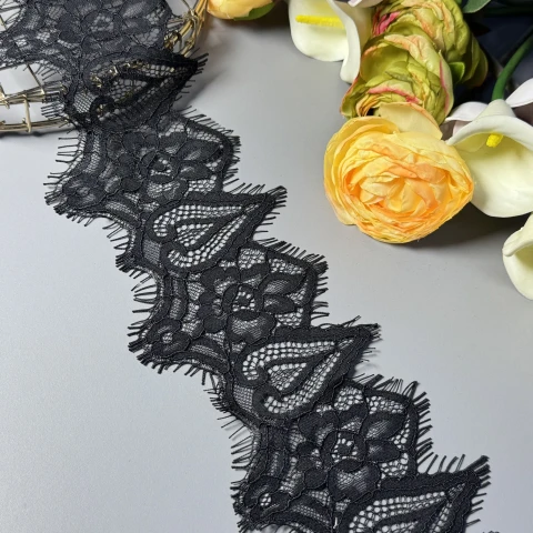 Мереживо французьке «Шепіт мережива» 11 см. (купон 3 м.), чорний