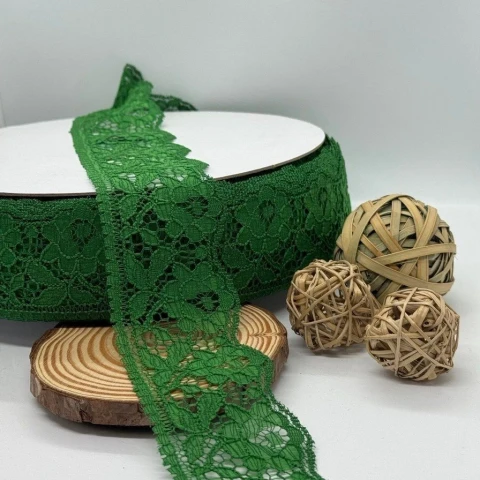 Мереживо поліестр кольорове «Квітка спокуси» 6 см (1 м.), 40 зелений