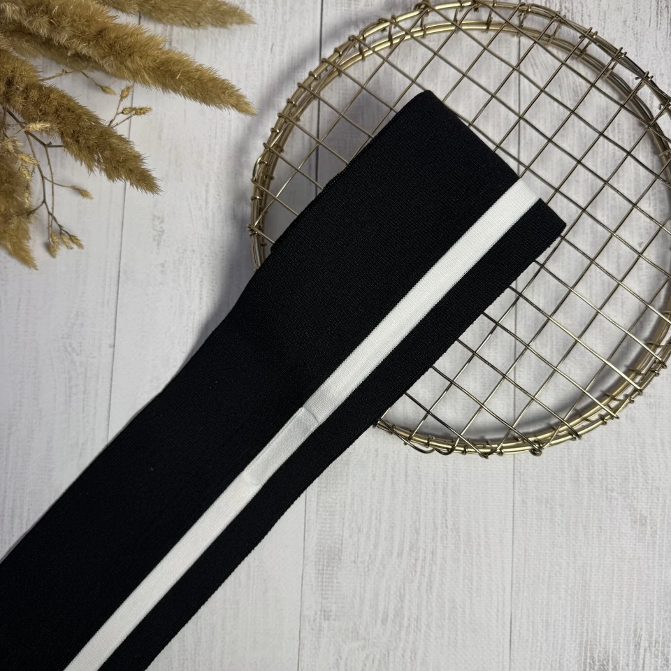 Трикотажний пояс довяз Стиль (8.5см*90 см), чорний+білий