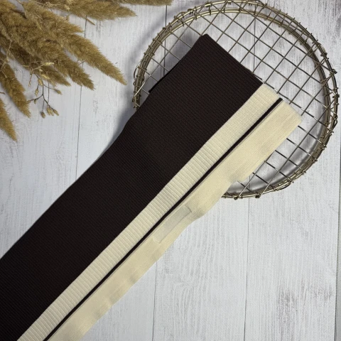 Трикотажний пояс довяз Рібана (13 см*90 см) , темно коричневий