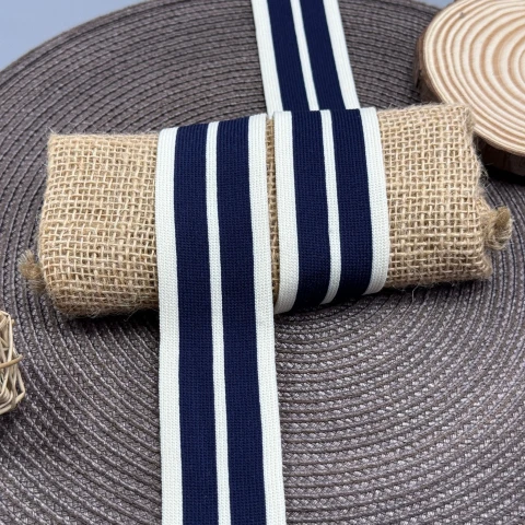 Трикотажний лампас Декор 4 см (1 м), білий+синій