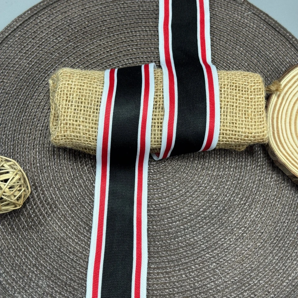 Трикотажний лампас Спорт 4 см (1 м), білий+червоний+чорний