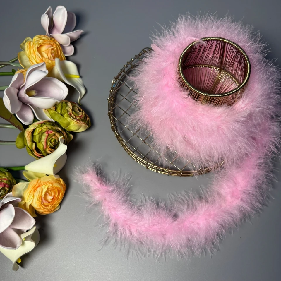 Натуральне пір'я боа 16 гр. (2 метра), 7 рожевий