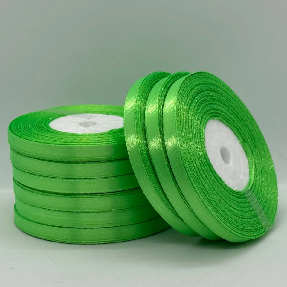 Атласна стрічка 0.6 см (33 м.), 115 зелене яблоко