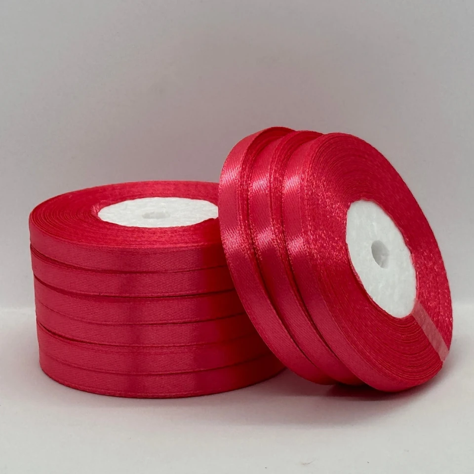 Атласна стрічка 0.6 см (33 м.), 129 кораловий