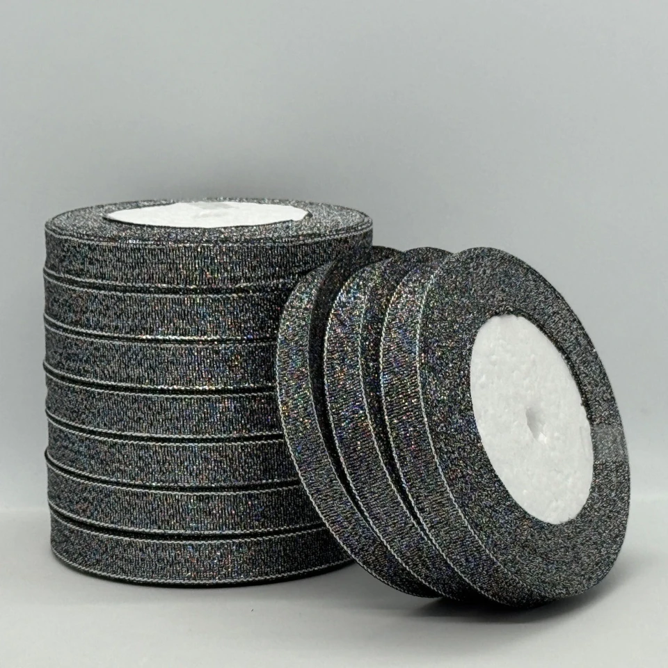 Тасьма парчева 1,2 см (25 ярдів/22,75 м.), 111 чорний + срібло