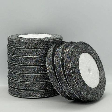 Тасьма парчева 1,2 см (25 ярдів/22,75 м.), 111 чорний + срібло