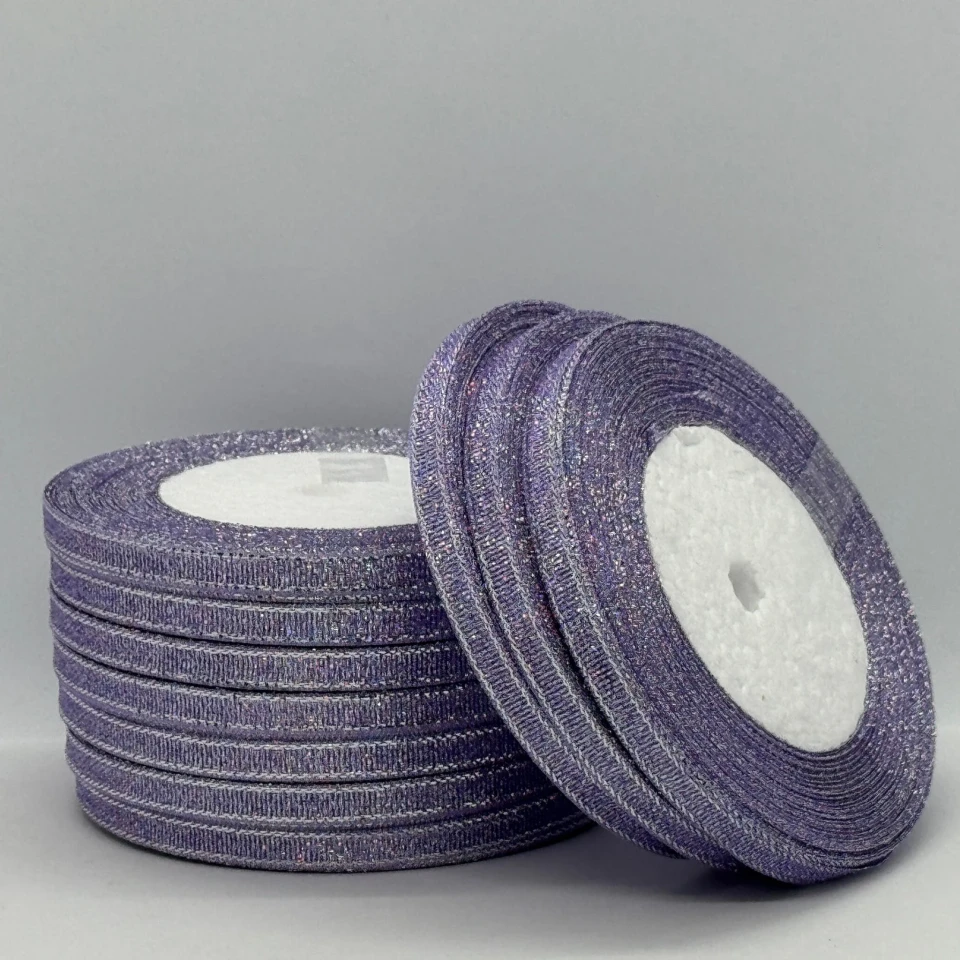 Тасьма парчева 0,6 см (25 ярдів/22,75 м.), 21 фіолетовий +срібло
