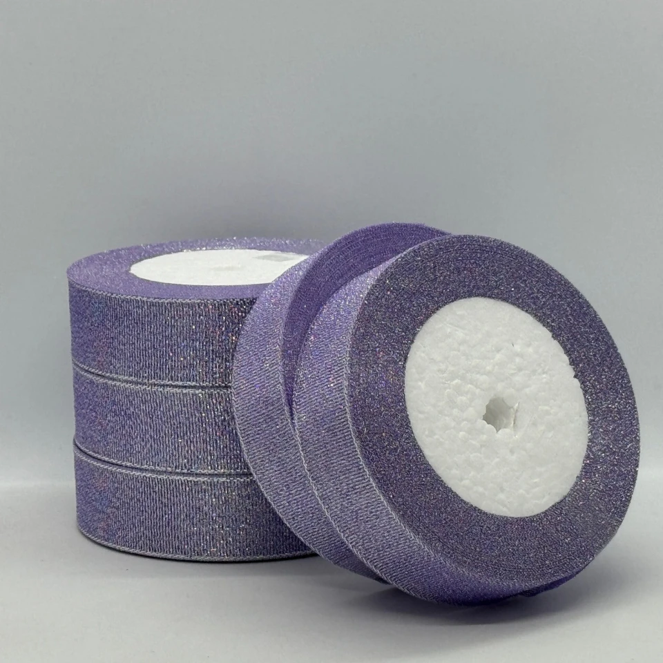 Тасьма парчева 2,5 см (25 ярдів/22,75 м.), 21 фіолетовий + срібло