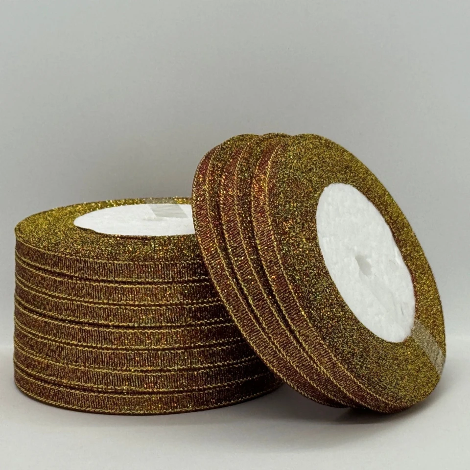 Тасьма парчева 0,6 см (25 ярдів/22,75 м.), 48 бордо + золото