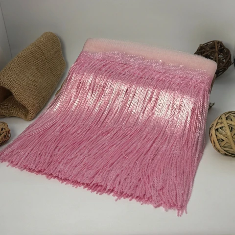 Бахрома танцювальна з паєткою на сітці «Іскри пристрасті» 20 см (9.1 метр), 24 рожевий