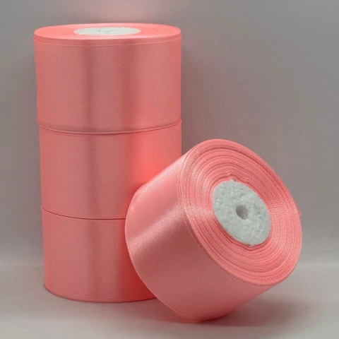 Атласна стрічка 5 см (33 м.), 89 світлий персик