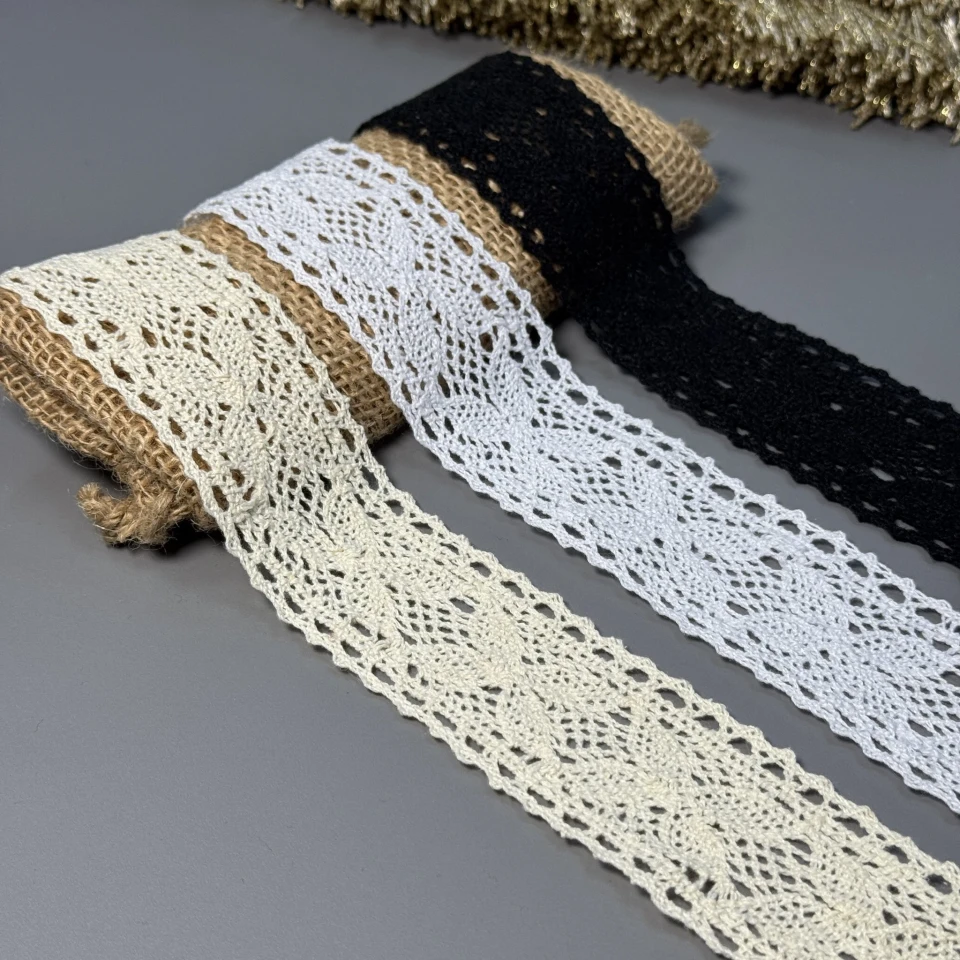 Мереживо макраме "Карамельне світло" 4 см (1 м.), білий