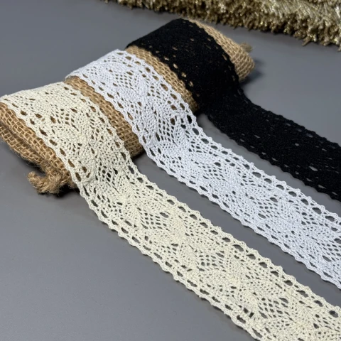 Мереживо макраме "Карамельне світло" 4 см (1 м.), білий