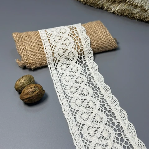 Мереживо макраме "Танець ниток" 8 см.(1 м.), бежевий