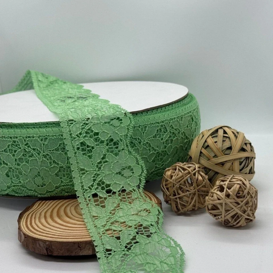 Мереживо поліестр кольорове «Квітка спокуси» 6 см (1 м.), 15 фісташковий