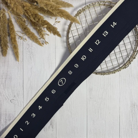 Трикотажний пояс довяз цифри 0-14 (8.5см*90 см), темний синій