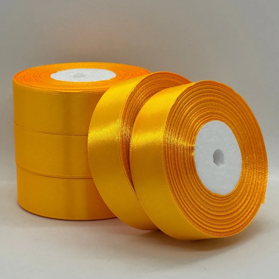 Атласна стрічка 2.5 см (33 м.), 16 темний жовтий