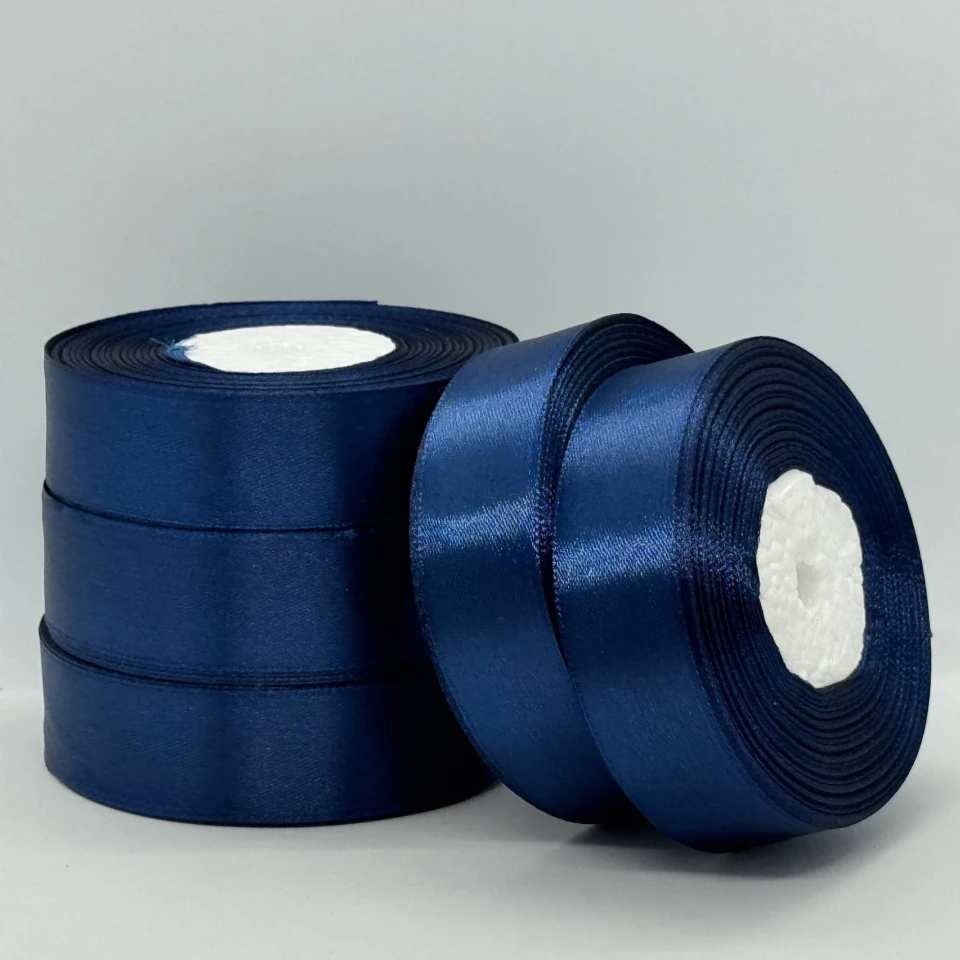 Атласна стрічка 2.5 см (33 м.), 38 темний синій