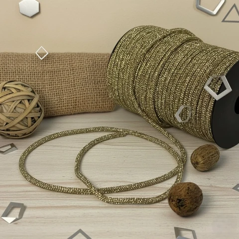 Стразовий шнур 4 мм 8 рядів (50 м), світлий золото LIGHT YELLOW