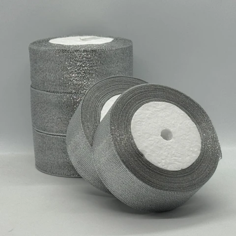 Тасьма парчева 4 см (25 ярдів/22,75 м.), срібло