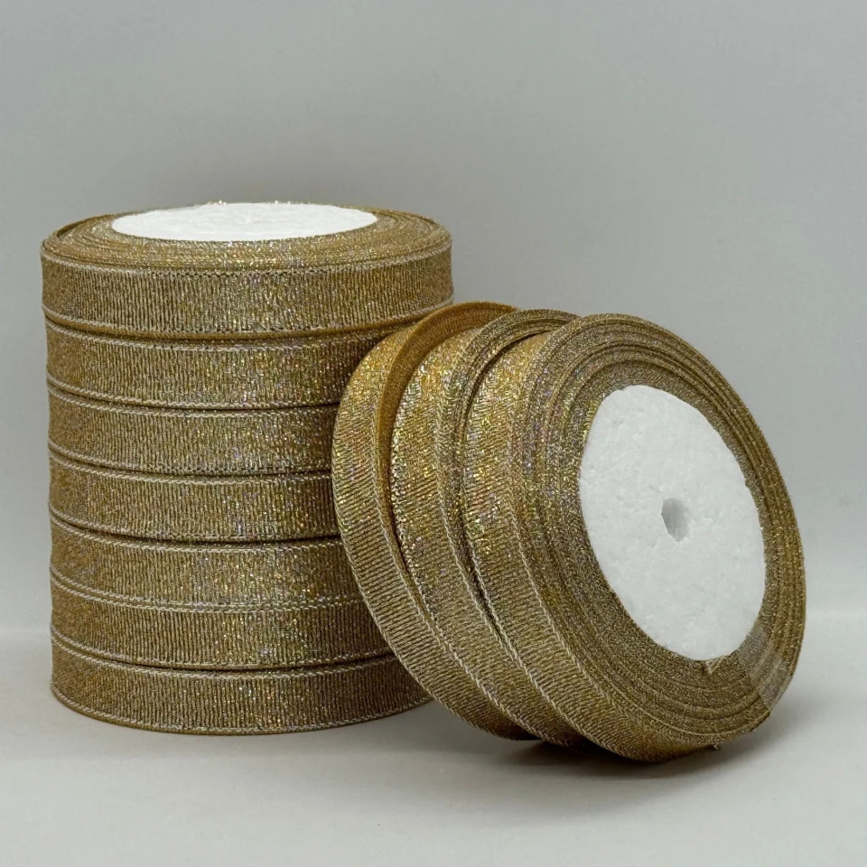 Тасьма парчева 1,2 см (25 ярдів/22,75 м.), 87 бежевий + срібло