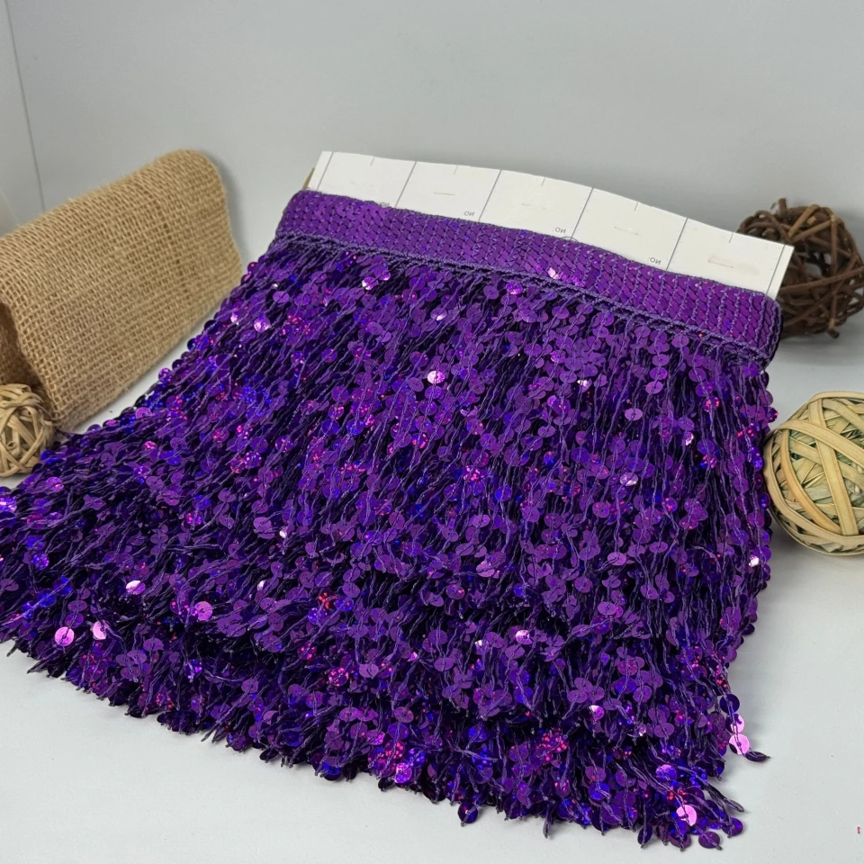Бахрома танцювальна з паєтками «Серце танцю» 16 см (9.11 метр), 15 фіолетовий