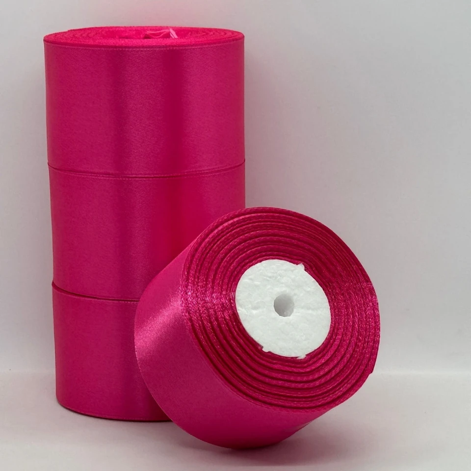 Атласна стрічка 5 см (33 м.), 130 горячо-рожевий