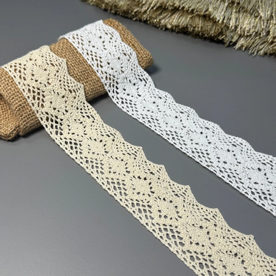 Мереживо макраме "Рожева пудра" 5,5 см.(1м.), білий