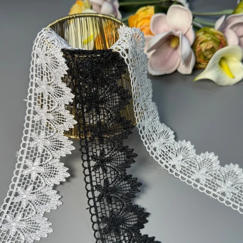 Мереживо поліестер ВВ"Мереживна гармонія" 5,5 см.(1 м.), білий