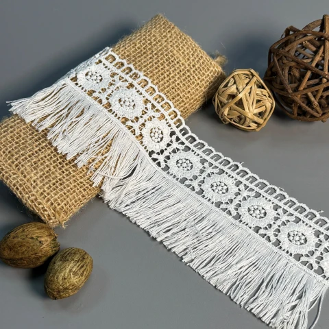 Мереживо поліестер "Тиха елегантність" 7.5 см (1 м.), молочний