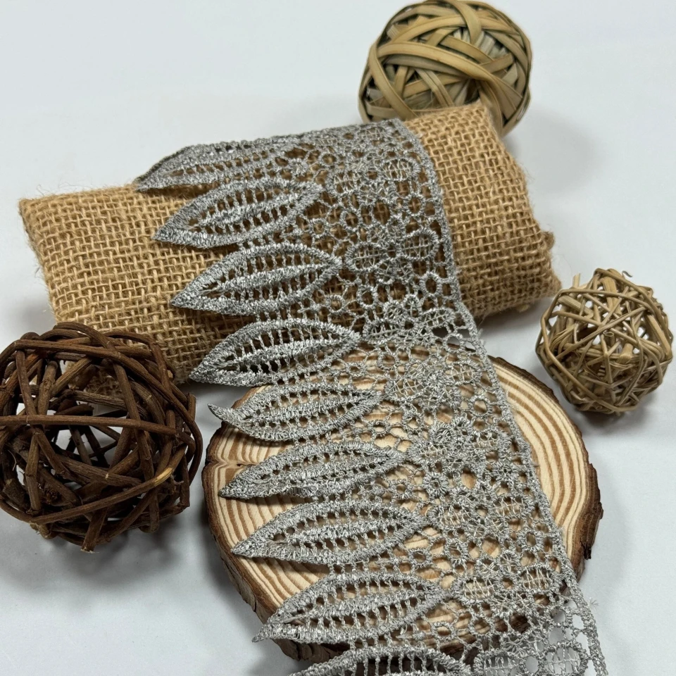 Мереживо поліестер "Тиша мережива"8,5см.(1 м.), сірий