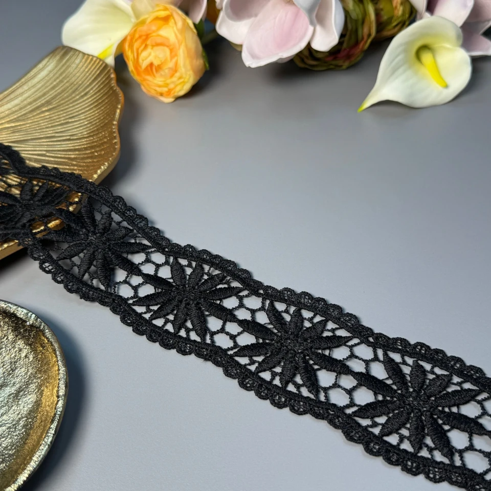 Мереживо поліестер ВВ"Шовкова вуаль"6см.(1 м.), чорний