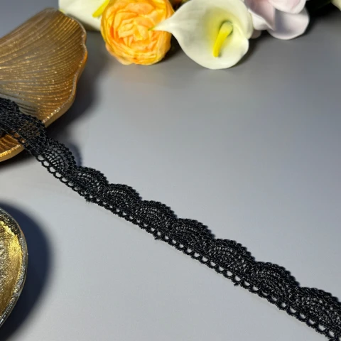 Мереживо поліестер ВВ"Танок легкості" (1 м.), чорний