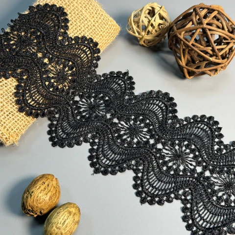 Мереживо поліестер "Шовкова ніжність"10 см.(1 м.), чорний