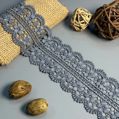 Мереживо поліестер "М'який бриз" 7 см.(1 м.), сірий