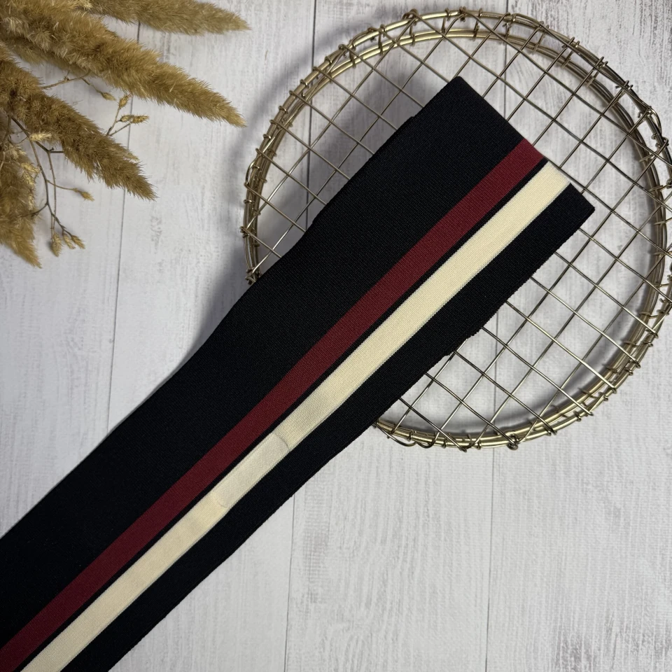 Трикотажний пояс довяз Стиль (8.5см*90 см), чорний+червоний+молочний